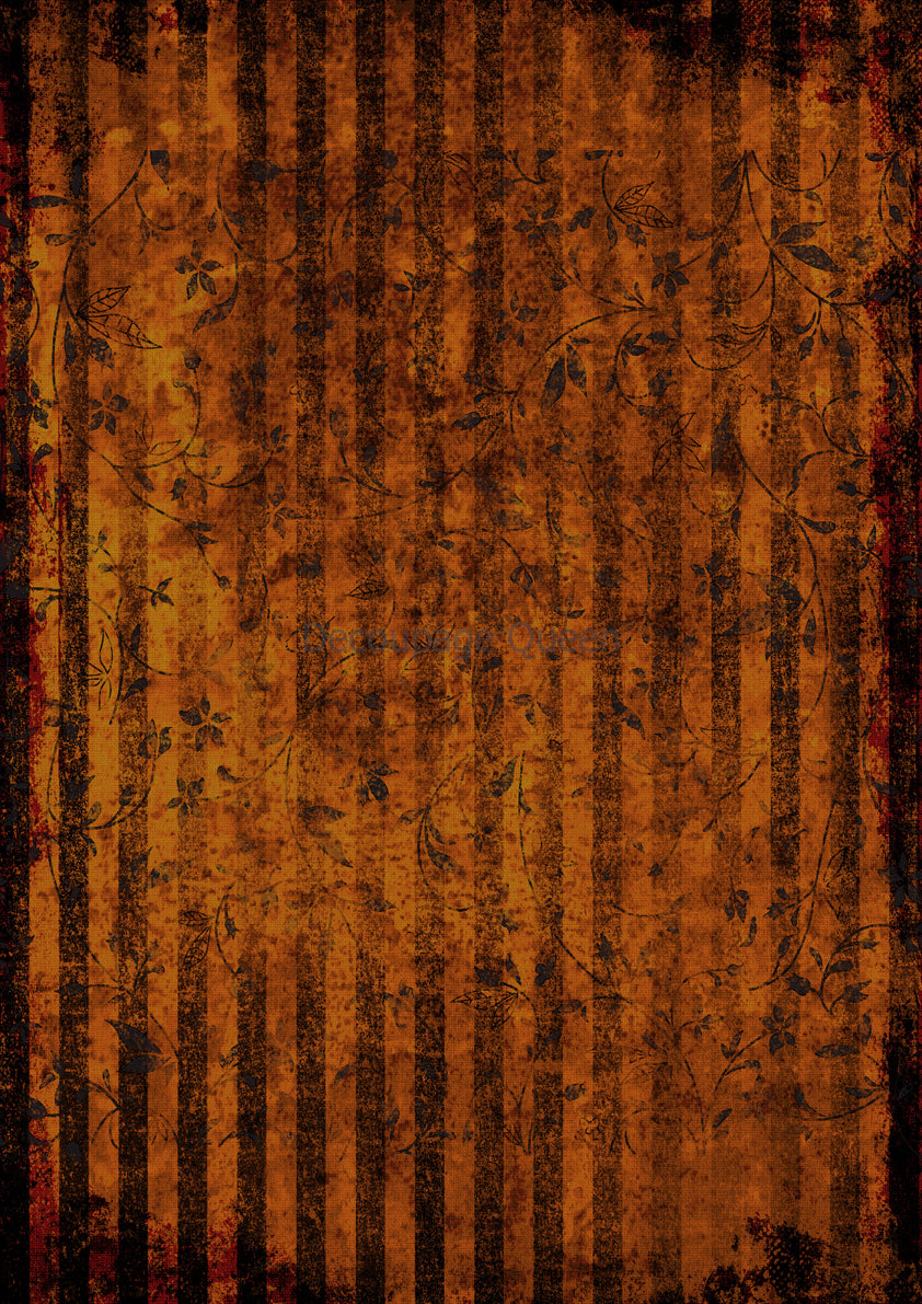 Decoupage Queen, Rice Paper, 2024 Fall Release, Vintage, Stripes, Black, Orange, Background, Wallpaper, A4 8.3" X 11.7", DQRP-0621