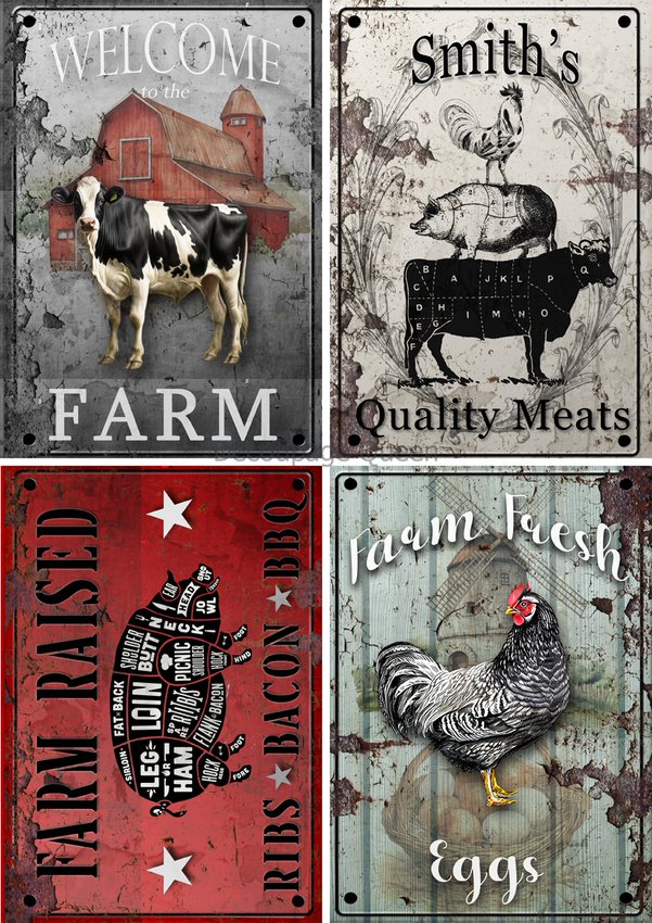 Decoupage Queen, Rice Paper, 2024 Fall Release, Farmhouse Signs, Cows, Pig, Hen, Barn, Country, A4 8.3" X 11.7", DQRP-643