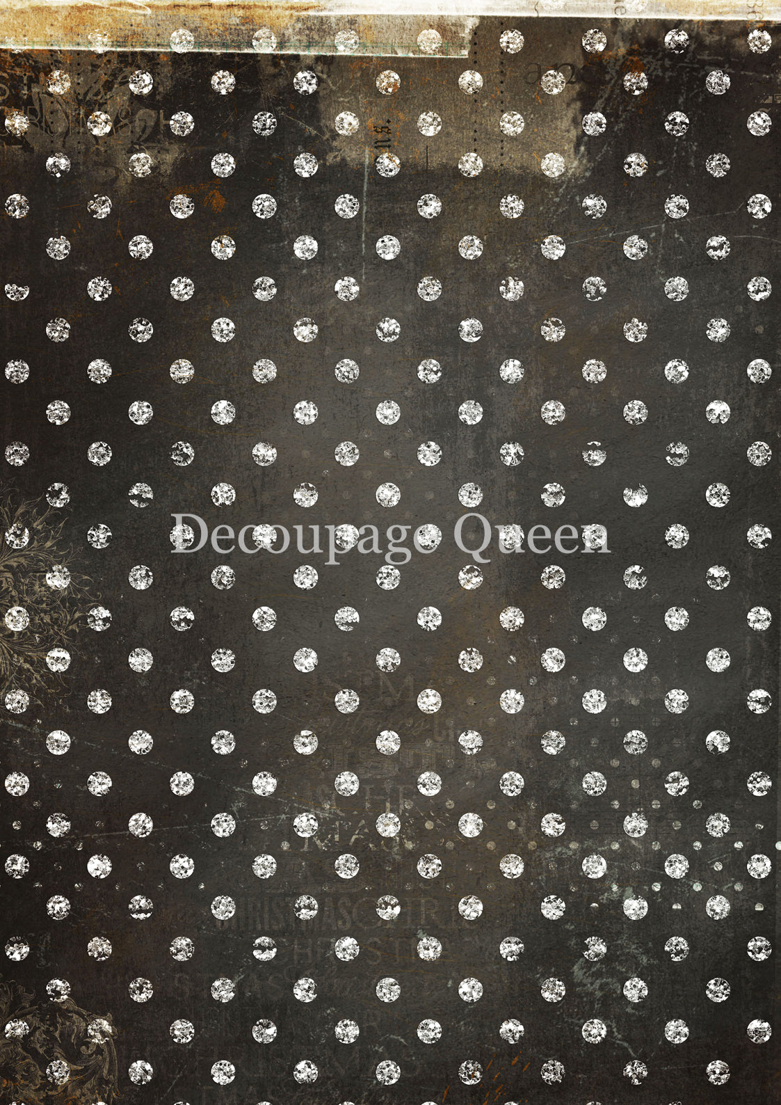 Decoupage Queen, Rice Paper, Black, White, Polka Dot, Gothic, Background, Wallpaper, 2025 Fall Release, 0788, A4, 8.3" X 11.7"