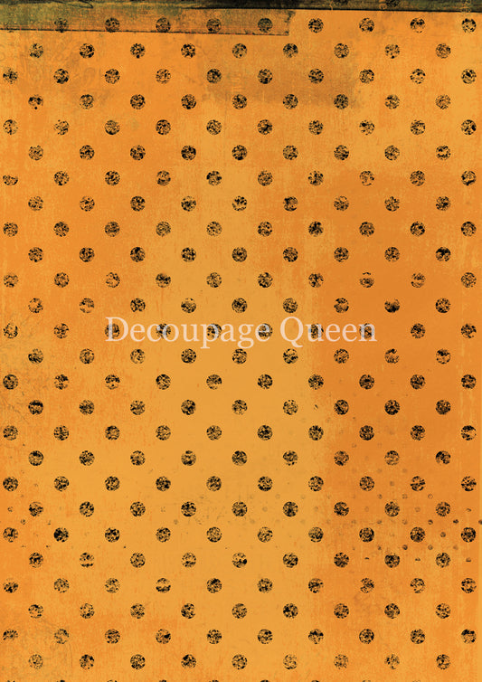 Decoupage Queen, Rice Paper, Black, Orange, Polka Dot, Gothic, Background, Wallpaper, 2025 Fall Release, 0789, A4, 8.3" X 11.7"