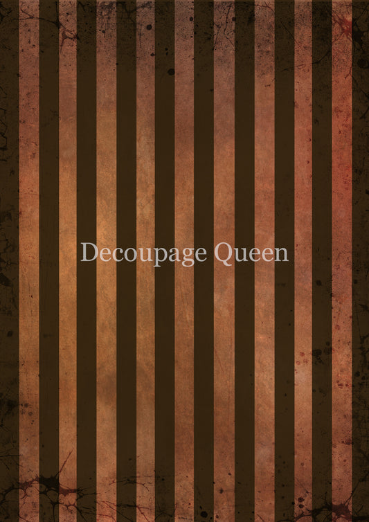 Decoupage Queen, Rice Paper, Black, Orange, Stripes, Gothic, Background, Wallpaper, 2025 Fall Release, 0827, A4, 8.3" X 11.7"