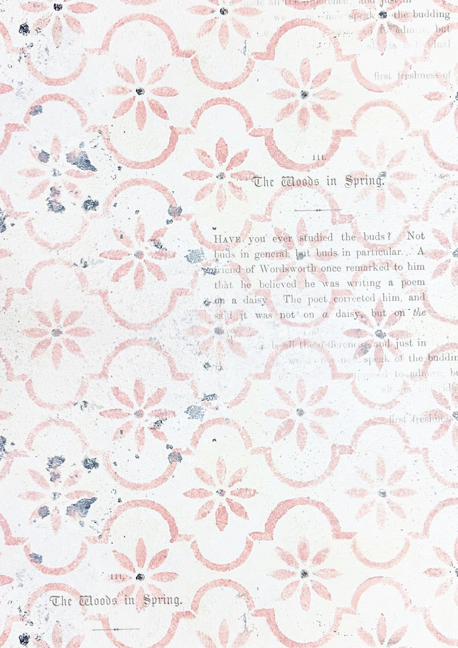 Decoupage Queen Rice Paper, Ellen J Goods, Antique Pink Stencil Wallpaper, Shabby Chic, A4, 8.3" X 11.7"