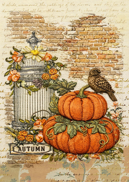Decoupage Queen Rice Paper,  Ellen J Goods The Harvest, Embroidery Pumpkins Bird Cage, Mixed Media, DIY Crafts, A4 8.3" X 11.7"