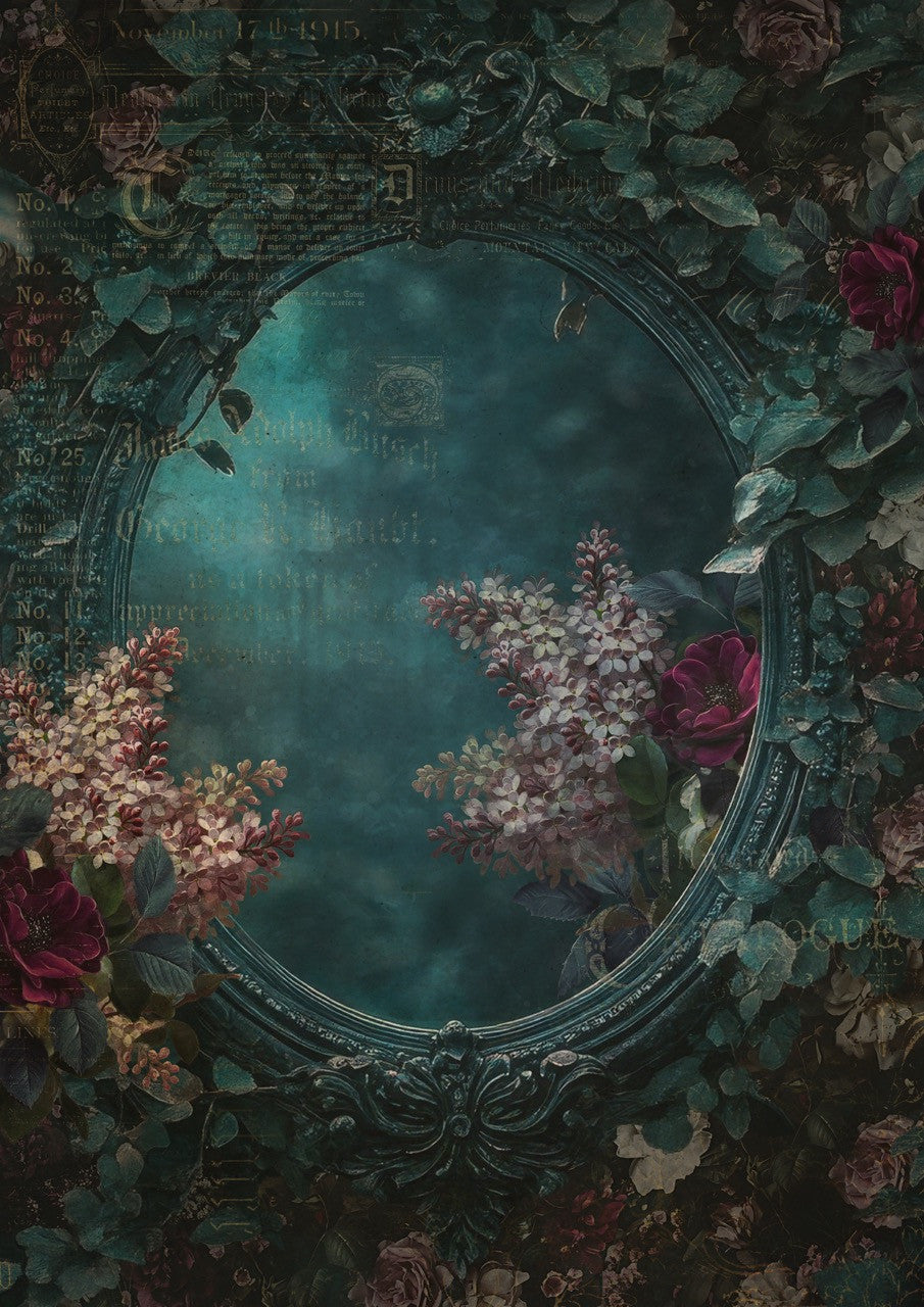 Decoupage Queen Rice Paper, Gothic, Secret Garden, Midnight Echoes by Olga, Dark Mirror Frame, Mixed Media, DIY Crafts, A4 8.3" X 11.7"