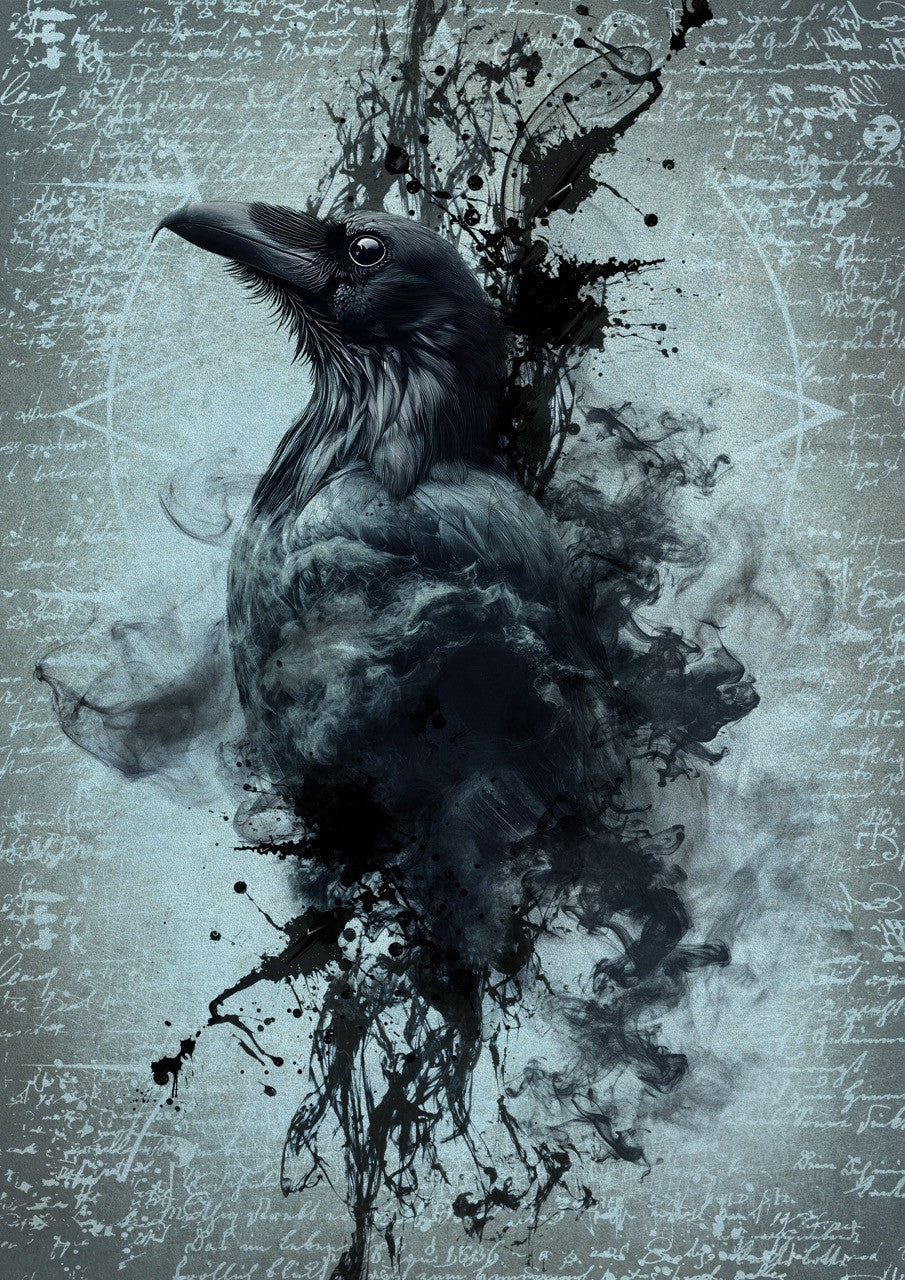 Decoupage Queen Rice Paper, Gothic, Black Raven, Raven's Archive, by Olga, Dark Mirror Frame, Mixed Media, DIY Crafts, A4 8.3" X 11.7"