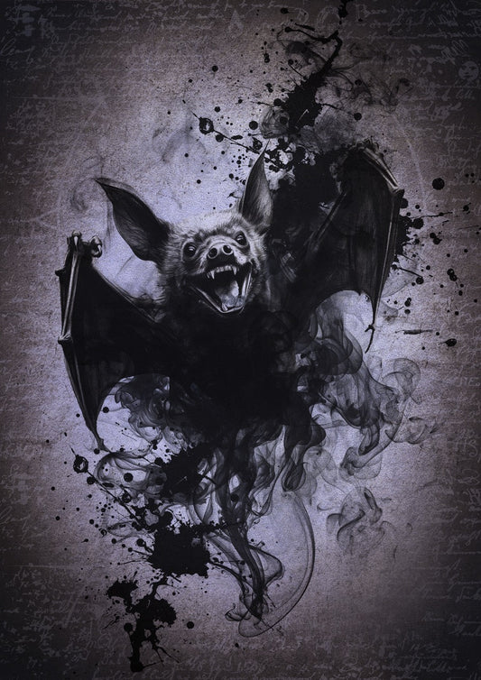 Decoupage Queen Rice Paper, Gothic Black Bat, Purple Background, by Olga, Dark, Mixed Media, DIY Crafts, A4 8.3 x 11.7