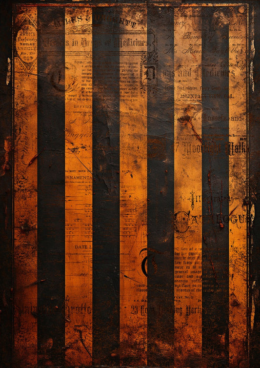 Decoupage Queen Rice Paper, Gothic Orange, Black Stripes, Background, by Olga, Mixed Media, DIY Crafts, A4, A3 sizes