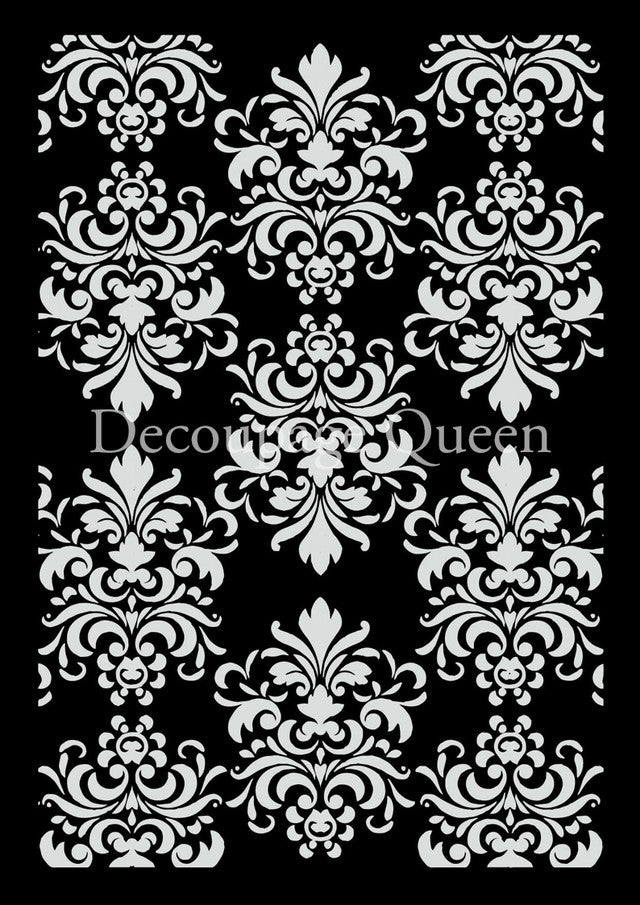 Decoupage Queen, Stencil, Elegant, Damask, Wallpaper, Reusable, A4, 8.27 x 11.69 inches