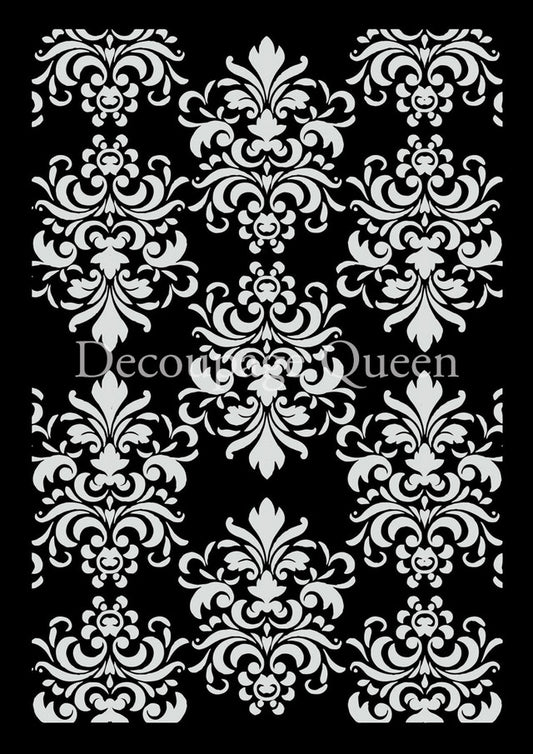 Decoupage Queen, Stencil, Elegant, Damask, Wallpaper, Reusable, A4, 8.27 x 11.69 inches