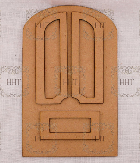 Laser Cut, MDF, Blank, Base, Vintage Style Door, Decoupage, Mixed Media, embellishments, decorations, 5" x 8"
