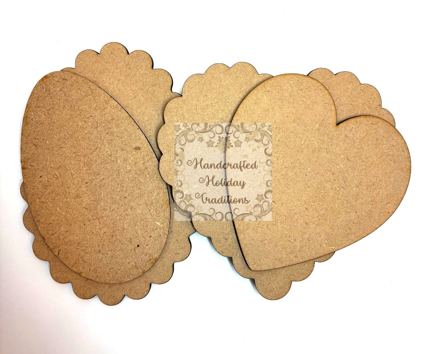 Laser Cut, MDF, Ornaments, Magnets with Overlay, Scalloped Heart, Egg, Blank, Base, Overlay, Decoupage, Mixed Media, Crafts