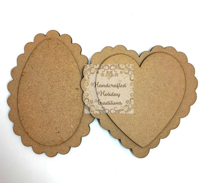 Laser Cut, MDF, Ornaments, Magnets with Overlay, Scalloped Heart, Egg, Blank, Base, Overlay, Decoupage, Mixed Media, Crafts Handcrafted Holiday Traditions
