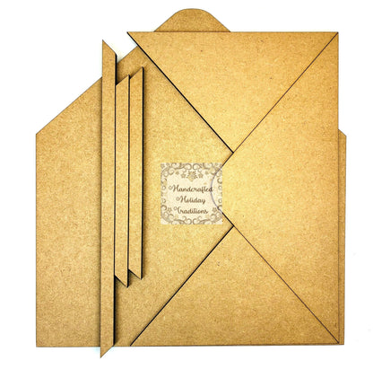 Laser Cut MDF 3D Envelope, Blank Base Paintable Craft Kit, Unfinished Wood, 5 piece, Decoupage, Crafts, Mixed Media