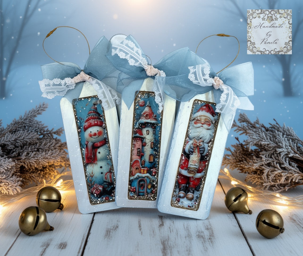 Laser Cut MDF, Framed Tags, Set 2, Slim Elongated, 3 pcs each, Canvas, Blank, Base, Decoupage, Crafts, Mixed Media, Gift Tags, 2 1/2 x 6 1/2