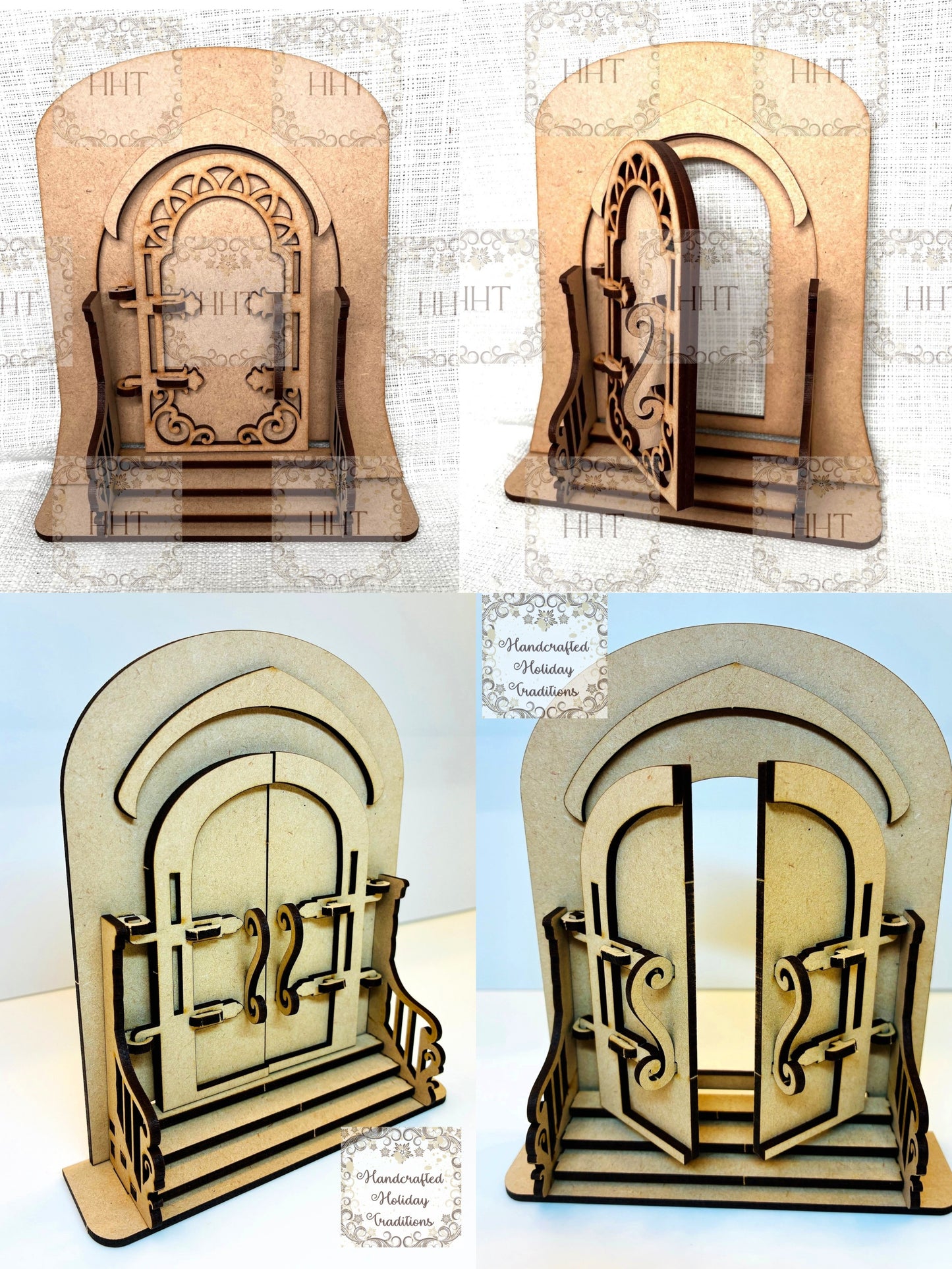 Laser Cut MDF Fairy Door | Buildable Miniature Craft Base for Decoupage, Mixed Media, and Artistic DIY Projects, Single and Double Door Kits