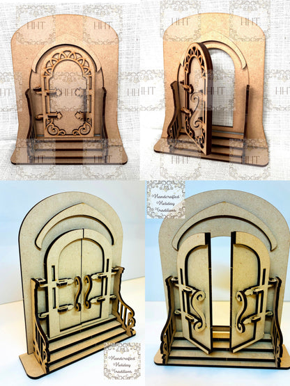 Laser Cut MDF Fairy Door | Buildable Miniature Craft Base for Decoupage, Mixed Media, and Artistic DIY Projects, Single and Double Door Kits