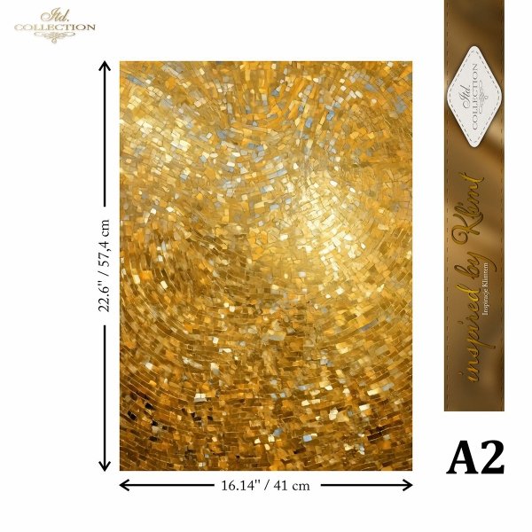 ITD Collection, Mulberry Rice papers, Gold, Art Nouveau, Decoupage, 2 sheets, DIY Furniture Decor, A3 16.54×11.7 in, Mixed Media, FPA2003