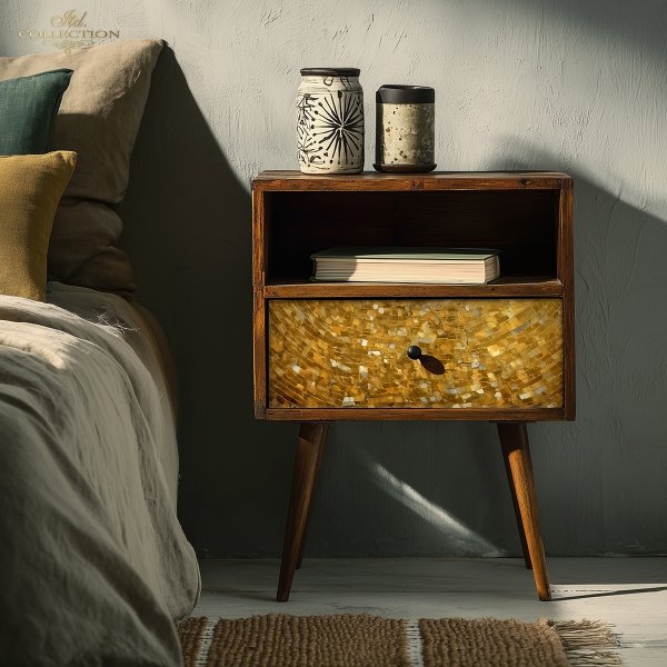ITD Collection, Mulberry Rice papers, Gold, Art Nouveau, Decoupage, 2 sheets, DIY Furniture Decor, A3 16.54×11.7 in, Mixed Media, FPA2003