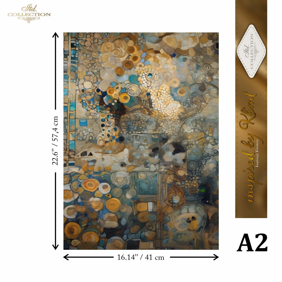 ITD Collection, Mulberry Rice papers, Precious Stones, Gold, Blue Mosaics,  Decoupage, 2 sheets, DIY Furniture Decor, A3 16.54×11.7, FPA2009