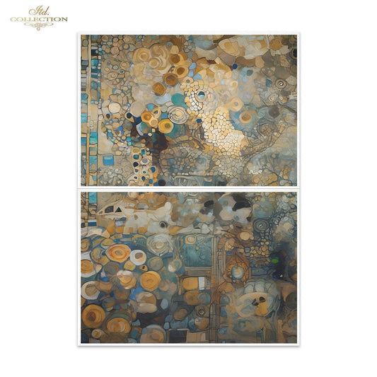 ITD Collection, Mulberry Rice papers, Precious Stones, Gold, Blue Mosaics,  Decoupage, 2 sheets, DIY Furniture Decor, A3 16.54×11.7, FPA2009