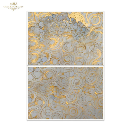 ITD Collection, Mulberry Rice papers, Gold, Art Nouveau, Decoupage, 2 sheets, DIY Furniture Decor, A3 16.54×11.7 in, Mixed Media, FPA2010
