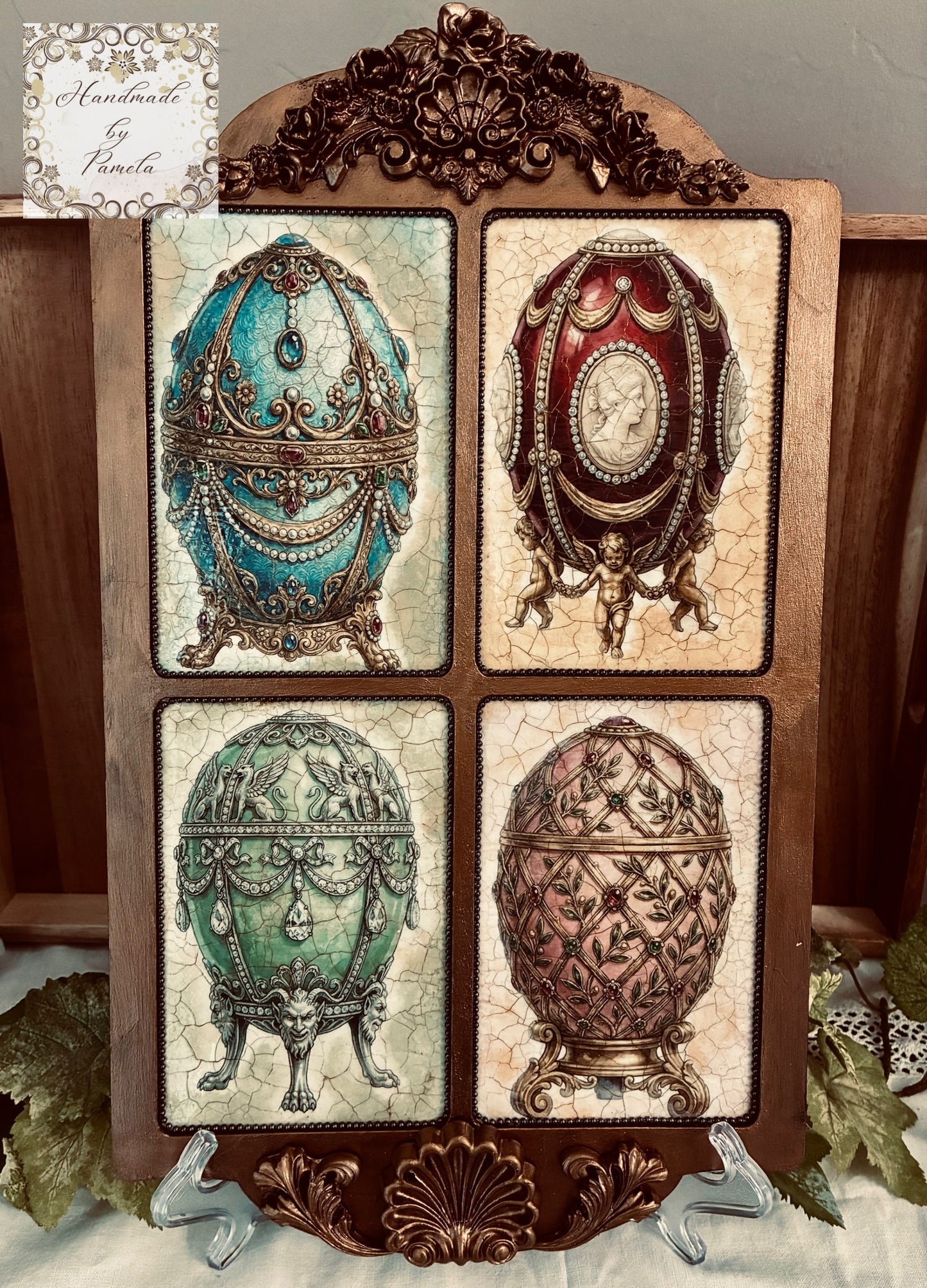 Laser Cut MDF Plaque with Overlay 4 Window Frame | Decoupage Base for Mixed Media Crafts, | Unfinished Wood Blank, 16" x 9.5"