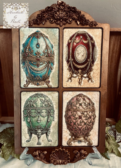 Laser Cut MDF Plaque with Overlay 4 Window Frame | Decoupage Base for Mixed Media Crafts, | Unfinished Wood Blank, 16" x 9.5"