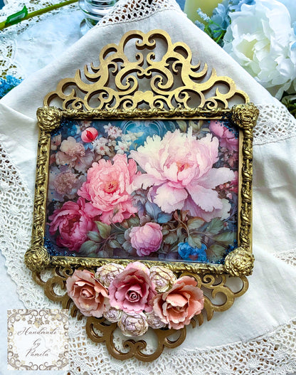 Laser Cut MDF Vintage Style Frame with Center Panel for Decoupage, Mixed Media, Crafts, Unfinished Wood Plaque, 13" x 9