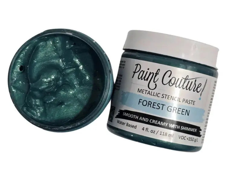 Paint Couture, Metallic, Stencil Paste, Aged Bronze, Arabian Gold, Copper Penny, Cranberry, Forest Green, Saltwater Pearl, 4 oz Paint Couture!