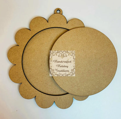 Laser Cut MDF, Framed Sunflower, Ornament, Blank, Base, 3 piece, Decoupage, Mixed Media, Crafts, 5 3/4" diameter Handcrafted Holiday Traditions