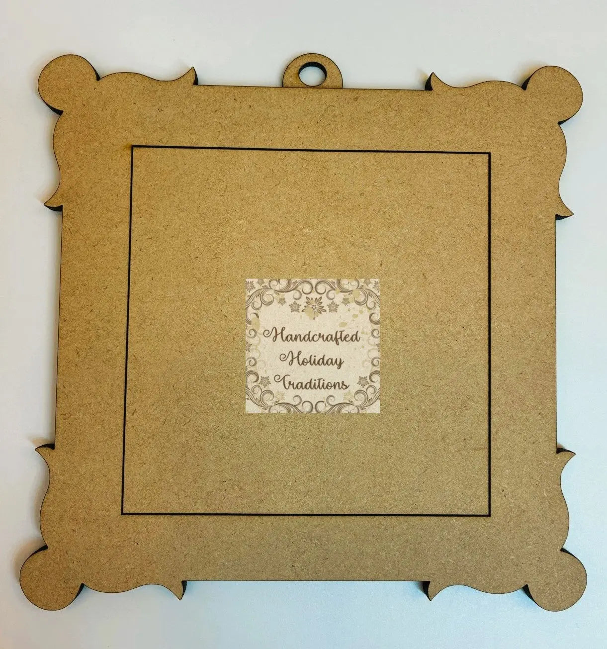 Laser Cut MDF, Vintage Style Framed Ornament, Square, Blank, Base, 3 piece, Decoupage, Mixed Media, Crafts, 6"w x 5 3/4" Handcrafted Holiday Traditions