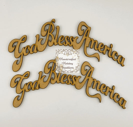 Laser Cut, MDF, God Bless America, Phrase, Blanks, Set of 2, Mixed Media, Crafts, Embellishments, Scrapbooking)