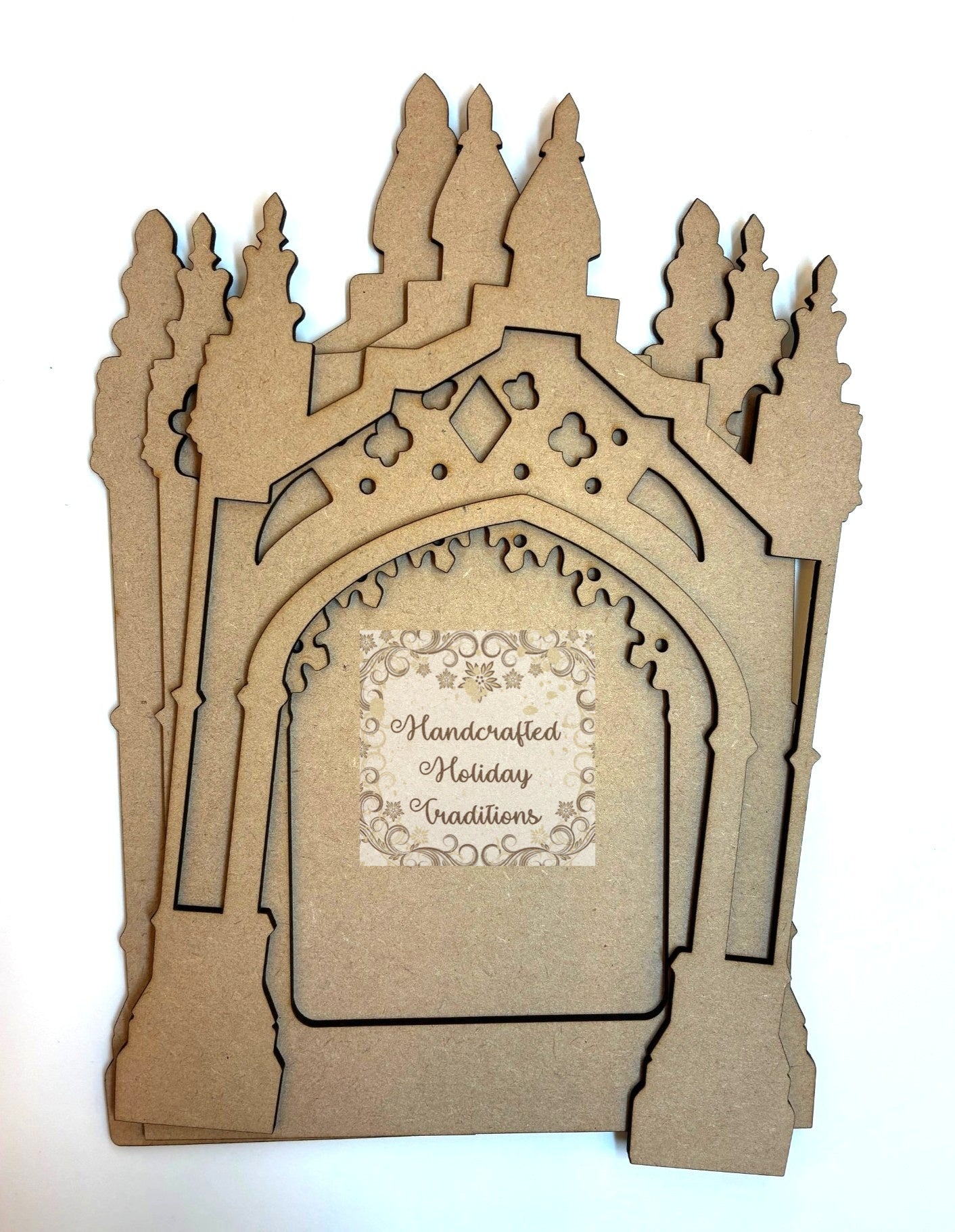 Laser Cut, MDF, Gothic Style, Layered Frame, Blank, Base, Plaque, Panel, 3 pc, Decoupage, Mixed Media, 2 sizes