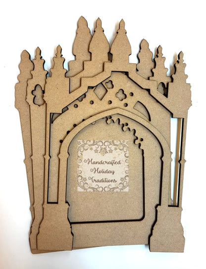 Laser Cut, MDF, Gothic Style, Layered Frame, Blank, Base, Plaque, Panel, 3 pc, Decoupage, Mixed Media, 2 sizes Handcrafted Holiday Traditions