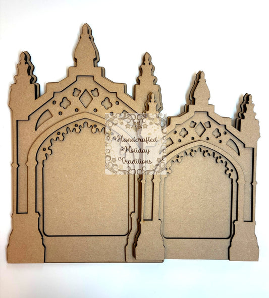 Laser Cut, MDF, Gothic Style, Layered Frame, Blank, Base, Plaque, Panel, 3 pc, Decoupage, Mixed Media, 2 sizes