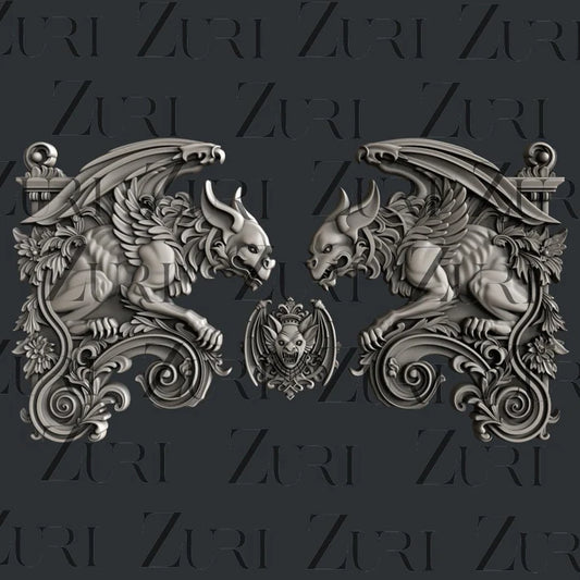 Zuri Silicone Mould Gargoyle Set 1 | Vintage Style Decorative Mold for Resin, Clay, Home Decor, Crafts