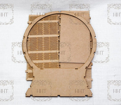 Laser Cut, MDF, Shadow Box, Globe, Diorama Craft Buildable Kit, Base, Blank, Canvas, Decoupage, Mixed Media, Paintable, 7.5" x 9" x 3.25" Handcrafted Holiday Traditions