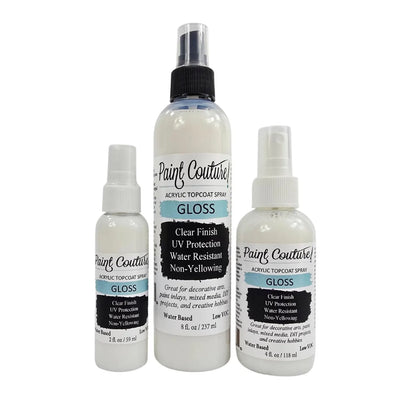 Paint Couture, Clear Acrylic Spray, Topcoat, Fine Mist Varnish, Satin, Gloss Finish