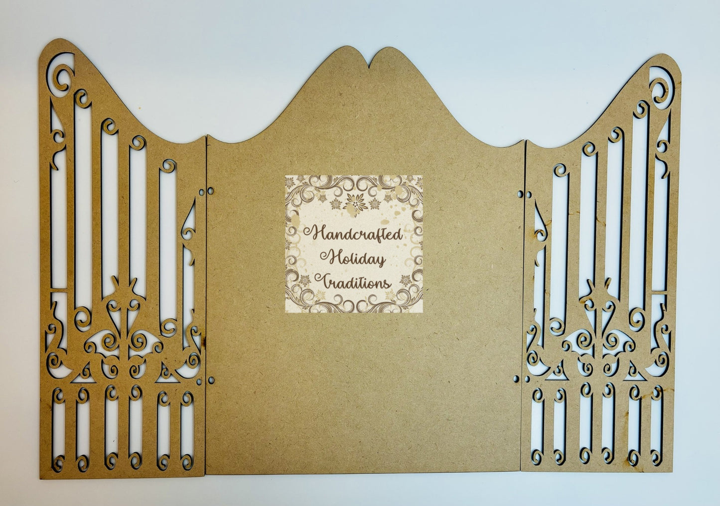 Laser Cut MDF Gothic Gate Triptych | Vintage Style 3-Piece Tabletop Screen | Decoupage Base for Crafts, Home Decor, Mixed Media