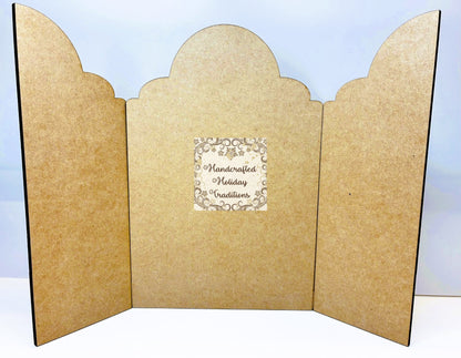 Laser Cut MDF Gothic Style, 3 piece, Triptych, Table Top Screen, Base, Blank, Panel, Decoupage, Mixed Media, Crafts