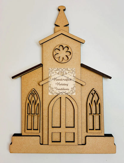 Laser Cut MDF, Country House, Church, Chapel, Shelf Sitter, Blank, Base, Decoupage, Mixed Media, Crafts Handcrafted Holiday Traditions