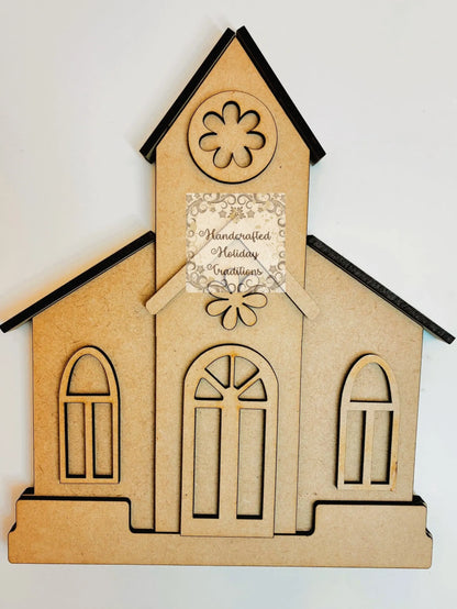 Laser Cut MDF, Country House, Church, Chapel, Shelf Sitter, Blank, Base, Decoupage, Mixed Media, Crafts Handcrafted Holiday Traditions