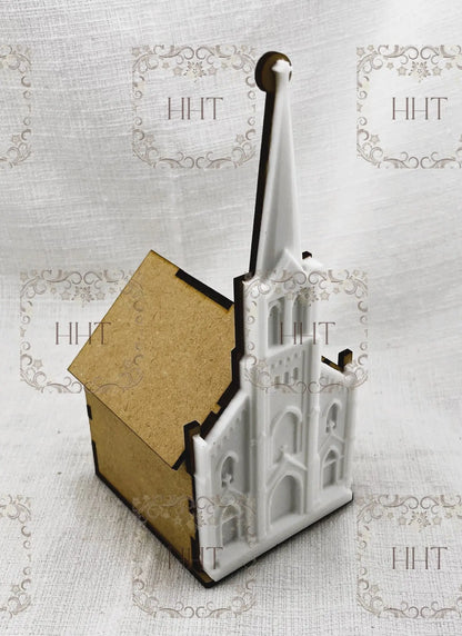 Laser Cut MDF, Church, Base, 3D Buildable, House of Faith, Decoupage Queen Mold Base Handcrafted Holiday Traditions