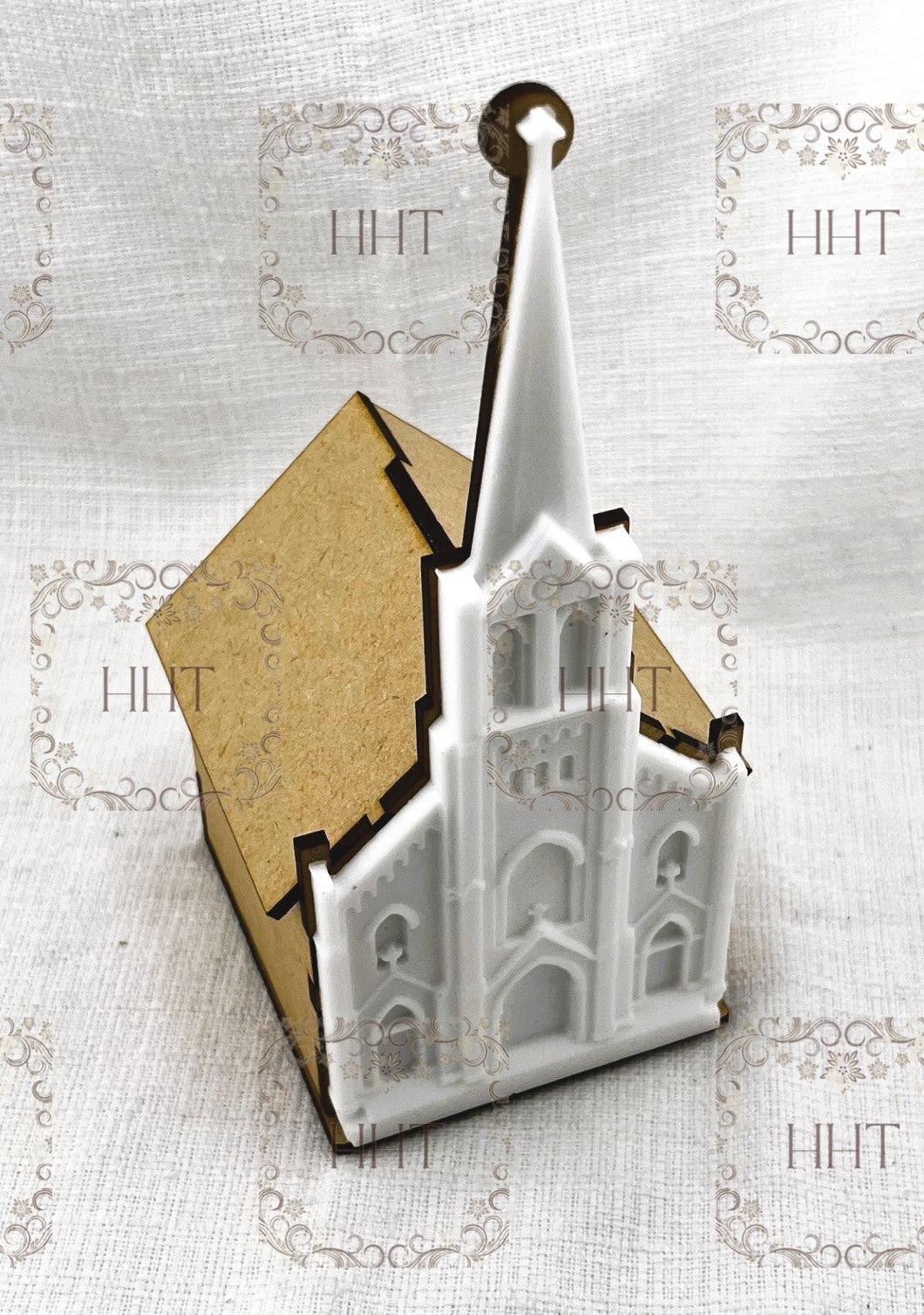 Laser Cut MDF, Church, Base, 3D Buildable, House of Faith, Decoupage Queen Mold Base