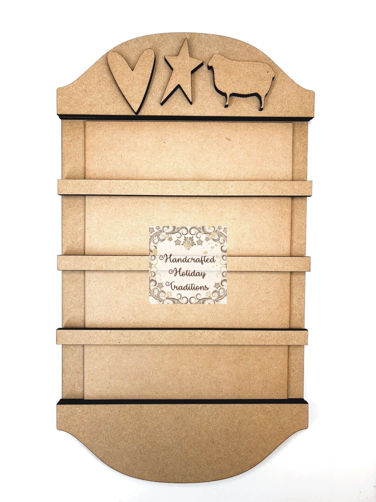 Laser Cut MDF Unfinished Blank Base Farmhouse Hymnal Board Kit for Decoupage, Mixed Media, Crafts, 14 3\8" x 8", Ready to Paint