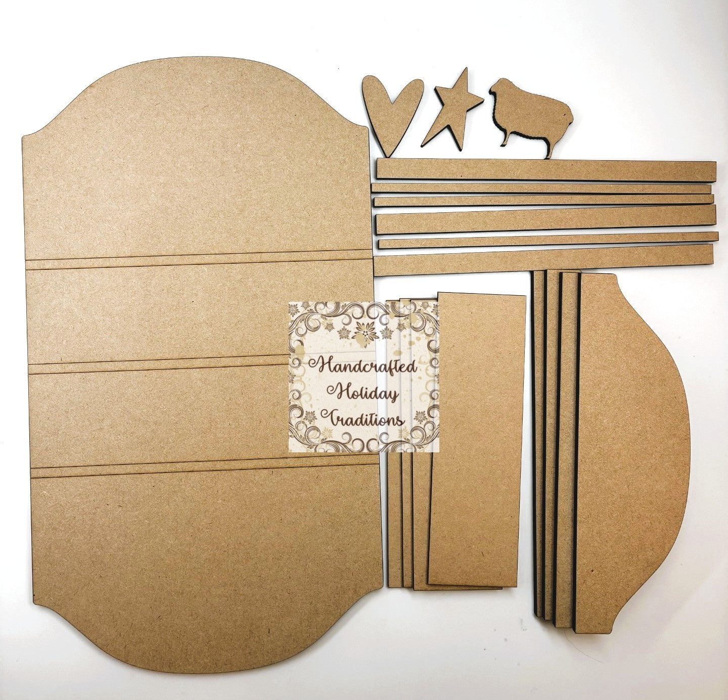 Laser Cut MDF Unfinished Blank Base Farmhouse Hymnal Board Kit for Decoupage, Mixed Media, Crafts, 14 3\8" x 8", Ready to Paint