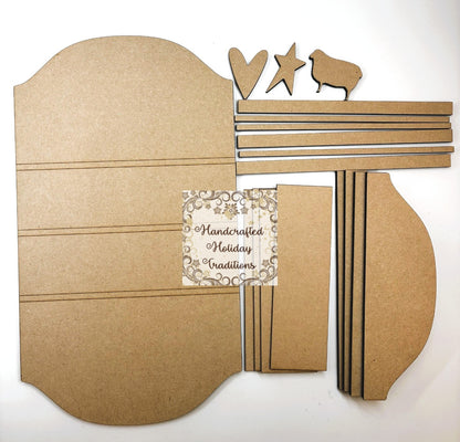 Laser Cut MDF Unfinished Blank Base Farmhouse Hymnal Board Kit for Decoupage, Mixed Media, Crafts, 14 3\8" x 8", Ready to Paint