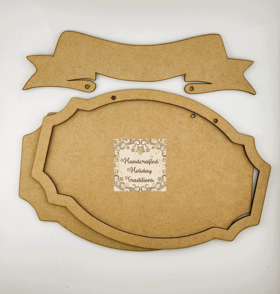 Laser Cut MDF, Hanging Plaque, Banner, Sign, Panel, Blank, Base, with overlay frame, 3 piece, Decoupage, Mixed Media, Crafts