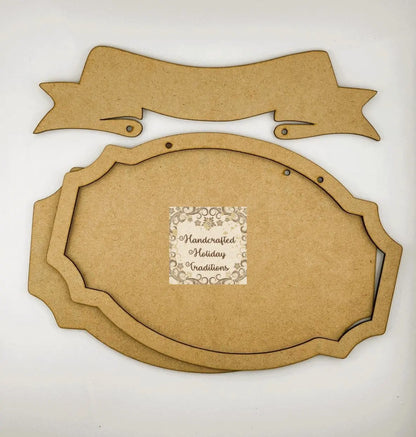 Laser Cut MDF, Hanging Plaque, Banner, Sign, Panel, Blank, Base, with overlay frame, 3 piece, Decoupage, Mixed Media, Crafts Handcrafted Holiday Traditions