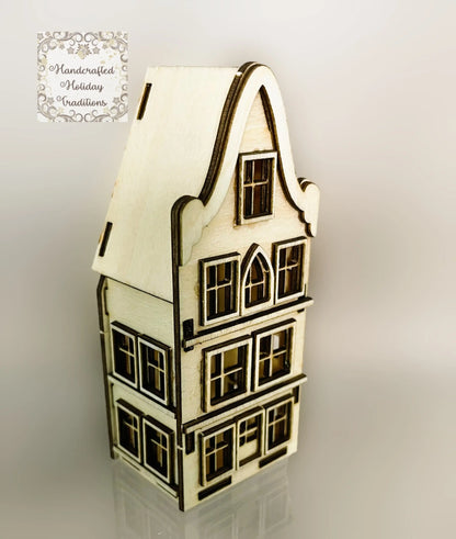 Laser Cut, Birch Wood, Miniature Tenement Village Houses, Buildable, Blanks, Mixed Media, Crafts, Paintable, 5 Options Handcrafted Holiday Traditions